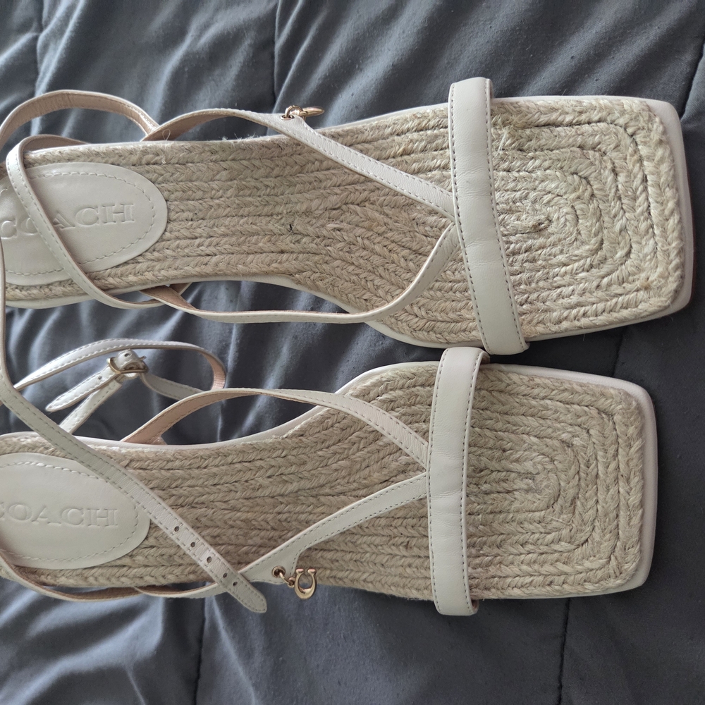 Coach Cream Espadrille Platform Shoes